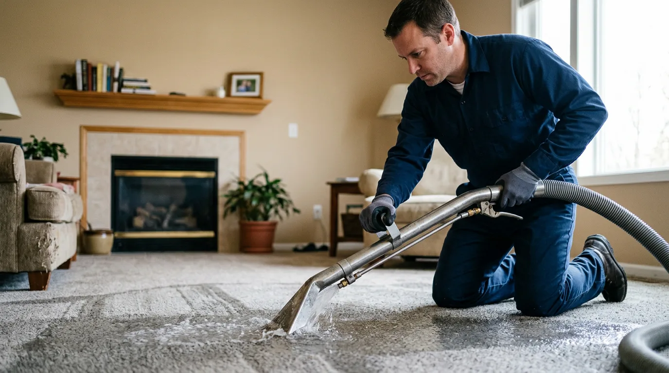 Water damage restoration technician working near Clearwater Beach, FL